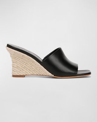Pia Leather Wedge Espadrille Sandals