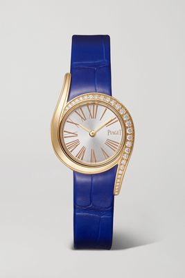 Piaget - Limelight Gala Limited Edition 26mm 18-karat Rose Gold, Alligator And Diamond Watch - Blue