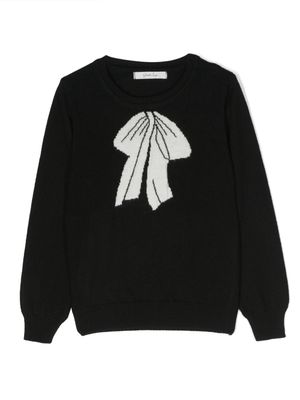 Piccola Ludo bow-print merino wool jumper - Black