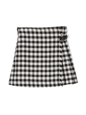 Piccola Ludo check-pattern cotton skirt - Black