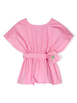 Piccola Ludo flower-appliqué dress - Pink