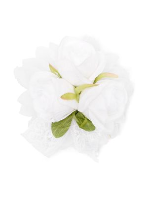 Piccola Ludo lace floral brooch - White