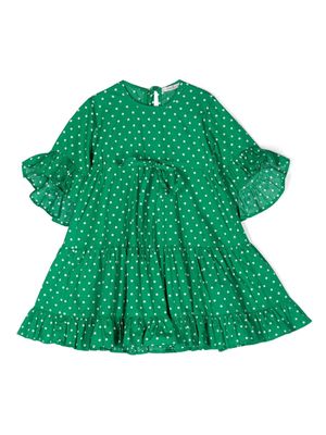 Piccola Ludo polka dot-print cotton dress - Green
