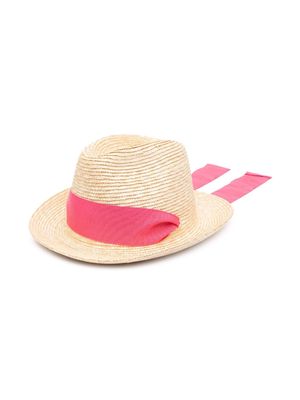 Piccola Ludo ribbon straw sun hat - Neutrals