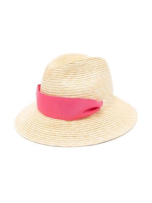 Piccola Ludo ribbon straw sun hat - Pink