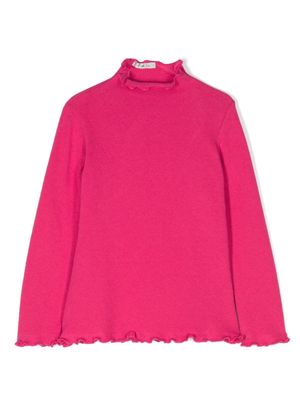 Piccola Ludo ruffled high-neck top - Pink