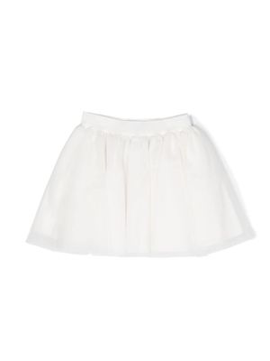 Piccola Ludo tulle-overlay skirt - White