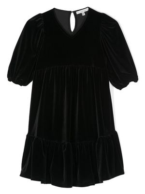 Piccola Ludo V-neck velvet dress - Black