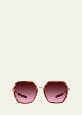 Pickford Burgundy Zyl & Metal Round Sunglasses