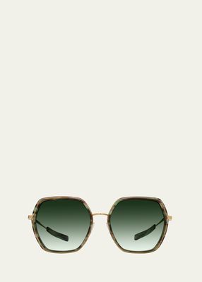 Pickford Green Zyl & Metal Round Sunglasses