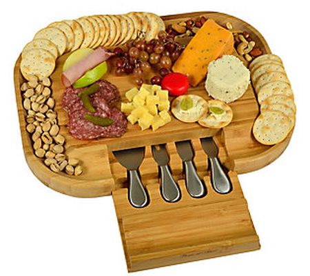 Picnic at Ascot Deluxe Cheese Board with Cracke r Rim & Tools