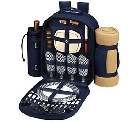 Picnic at Ascot Deluxe Picnic Backpack for 4 w/ Blanket