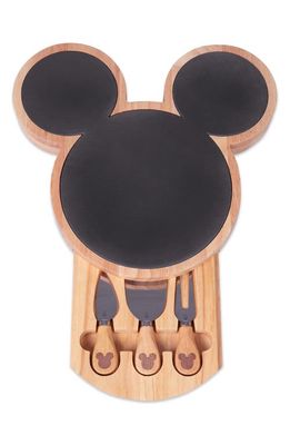 Picnic Time x Disney 100 Mickey Mouse Slate Cheese Board with Cheese Knife Set in Parawood/Slate