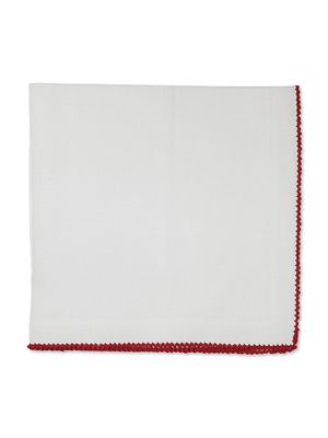 Picot Edge 4-Piece Napkin Set - White Red - White Red