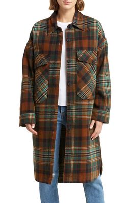 Picture Organic Clothing Sotola Plaid Recycled Cotton Fleece Coat in Camel Plaid