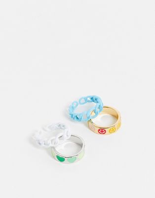 Pieces 4 pack mixed novelty rings in multi