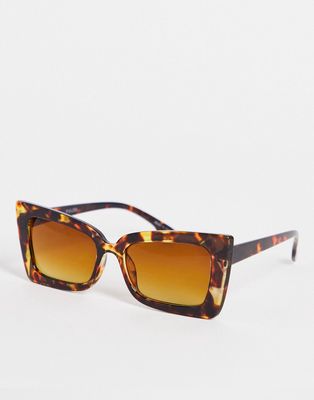 Pieces angular sunglasses in brown tortoiseshell