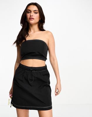 Pieces bandeau top in black with contrast stitching - part of a set