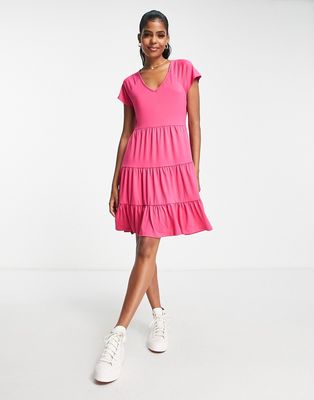 Pieces calisa mini a line dress in pink