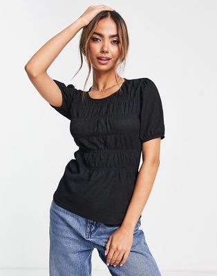 Pieces Calka ruched top in black