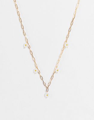Pieces daisy charm chain necklace in gold