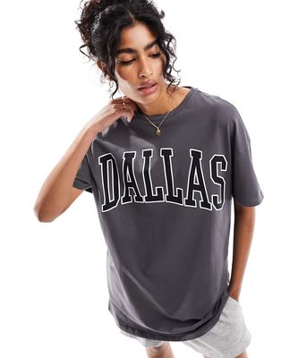 Pieces 'Dallas' longline T-shirt in gray