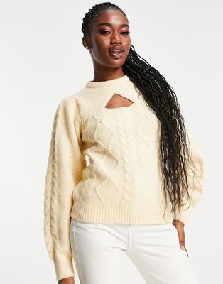 Pieces Dessia cut out detail sweaters in beige-Neutral