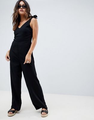 Pieces Dua Tie Strap Jumpsuit-Black