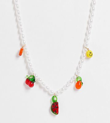 Pieces Exclusive fruit charms pearl necklace in multi
