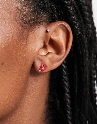 Pieces flower earring studs in red-Pink