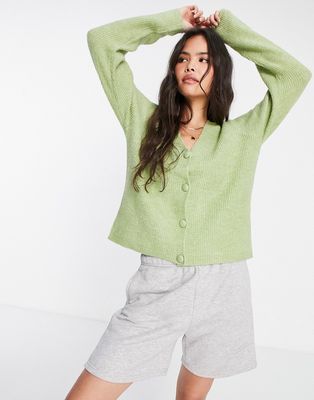 Pieces knit cardigan in green