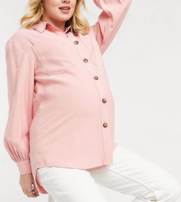 Pieces Maternity oversized shirt in pink
