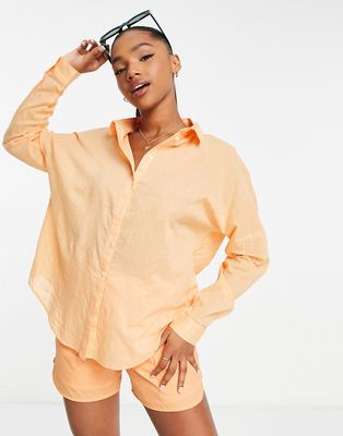 Pieces oversized shirt in orange - part of a set