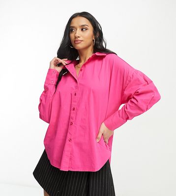 Pieces Petite loose shirt in bright pink