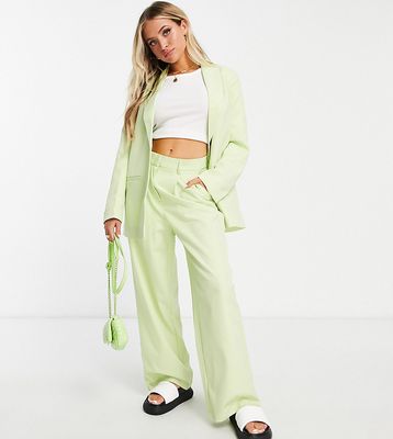 Pieces Petite tailored pants in pale lime - part of a set-Green