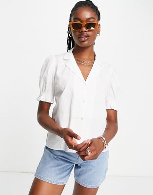 Pieces puff sleeve shirt in white