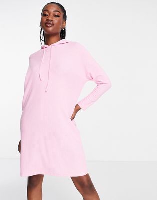 Pieces Ribbi hooded jersey dress in pink