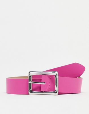 Pieces square buckle belt in pink