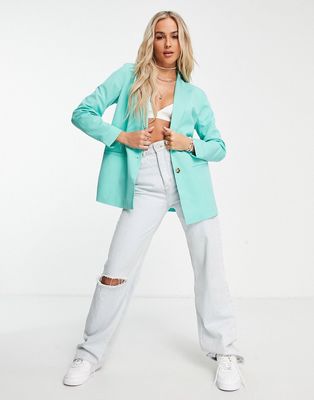 Pieces tailored blazer in turquoise-Blue