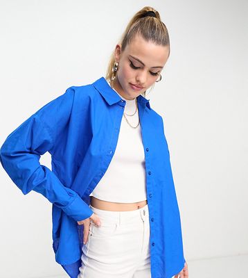 Pieces Tall loose shirt in bright blue