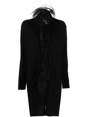 PierAntonioGaspari feather-detail fine-knit cardigan - Black