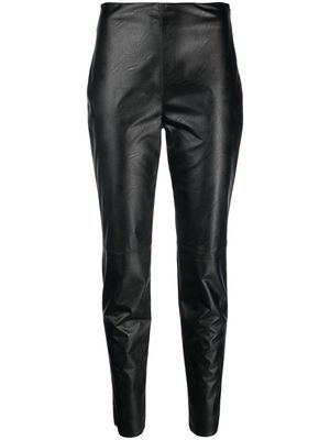 PierAntonioGaspari tapered faux-leather trousers - Black