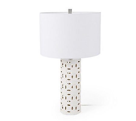 Pierced White Ceramic Base Table Lamp