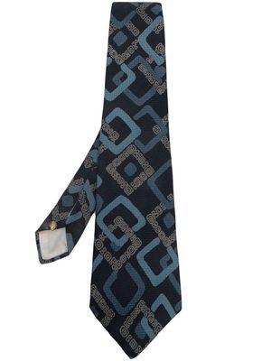 Pierre Cardin Pre-Owned 1970s geometric-print silk tie - Blue
