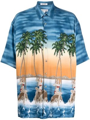 Pierre Cardin Pre-Owned 1990s palm tree-print shirt - Blue