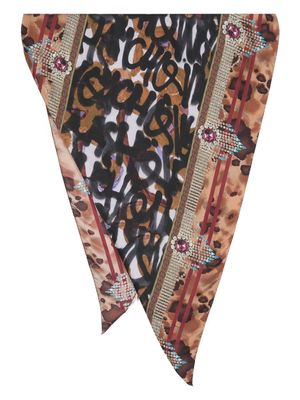 Pierre-Louis Mascia abstract-pattern print silk scarf - Black