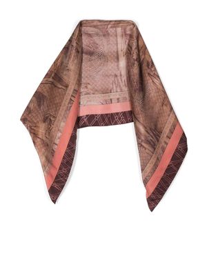 Pierre-Louis Mascia abstract pattern-print silk scarf - Brown