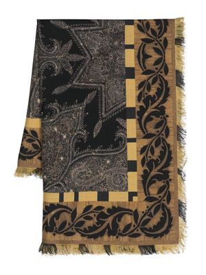 Pierre-Louis Mascia abstract-pattern print silk scarf - Yellow