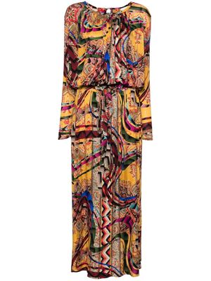 Pierre-Louis Mascia abstract-print silk dress - Yellow