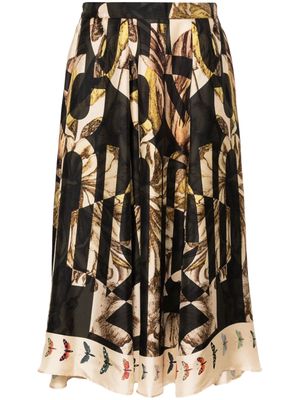 Pierre-Louis Mascia abstract-print silk skirt - Brown